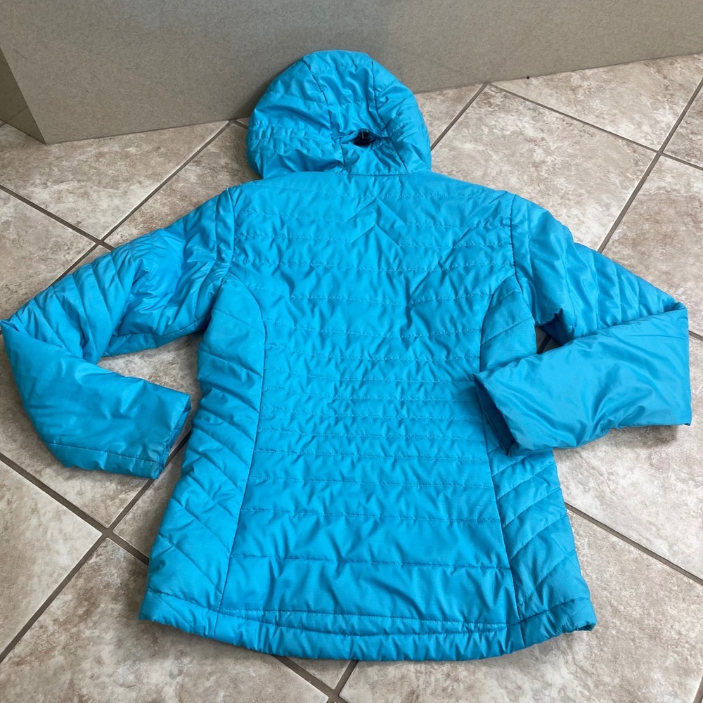 Icebreaker Merino wool blendBlue Quilted Hooded Puffer Jacket Womens Small Lime - Picture 2 of 13